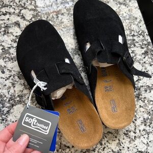 NWT Birkenstock Boston Soft Footbed Suede Black EU 39N
